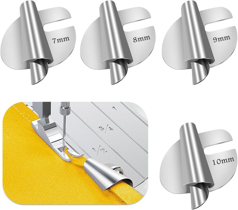 TIGARI Rolled Hem Presser Foot, Sewing Rolled Hemmer Foot, 7/8/9/10mm Wide Rolled Hem Pressure Foot Sewing Machine Feet Hemming Machine Hand Sewing Machine Sewing Accessories - Image 1